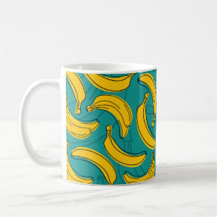 Gelbe Banane: Vintage schwarze Kontur Kaffeetasse