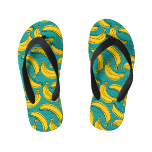 Gelbe Banane: Vintage schwarze Kontur Kinderbadesandalen