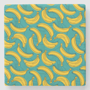 Gelbe Banane: Vintage schwarze Kontur Steinuntersetzer