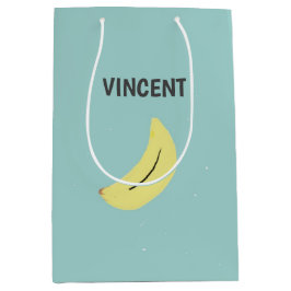Gelbe Banane zeichne blau personalisiert Mittlere Geschenktüte