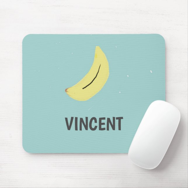 Gelbe Banane zeichne blau personalisiert Mousepad (Mit Mouse)