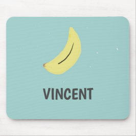Gelbe Banane zeichne blau personalisiert Mousepad