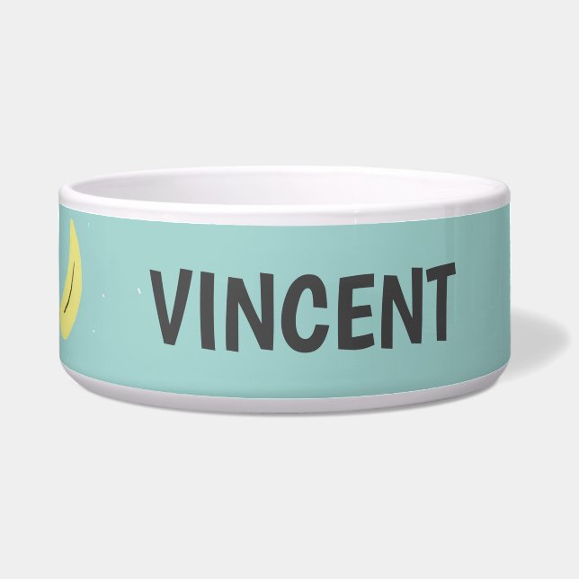 Gelbe Banane zeichne blau personalisiert Napf (Vorderseite)