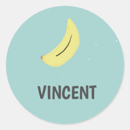 Gelbe Banane zeichne blauen Umschlag Aufkleber