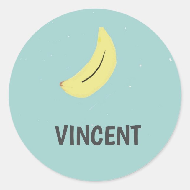 Gelbe Banane zeichne blauen Umschlag Aufkleber (Vorderseite)