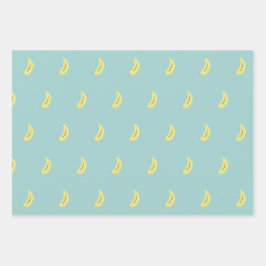 Gelbe Banane zeichne blaues Muster Geschenkpapier Set