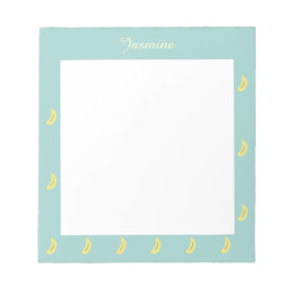 Gelbe Banane zeichne blaues Muster personalisiert Notizblock