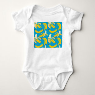 Gelbe Bananen, blaues Hintergrundmuster Baby Strampler
