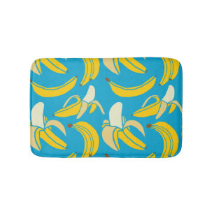 Gelbe Bananen, blaues Hintergrundmuster Badematte
