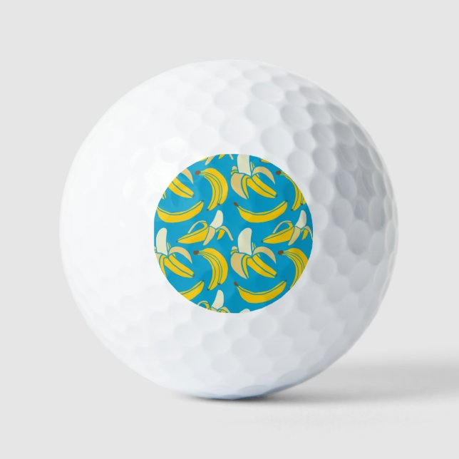 Gelbe Bananen, blaues Hintergrundmuster Golfball (Vorderseite)