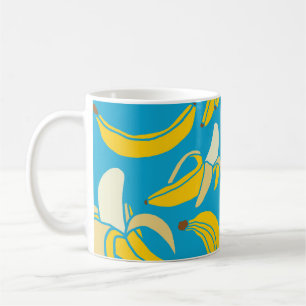 Gelbe Bananen, blaues Hintergrundmuster Kaffeetasse