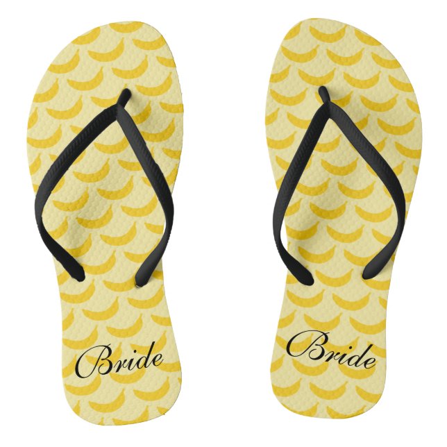 Gelbe Bananenfruchtmuster individuelle Name-Flip-F Flip Flops (Fußbett)
