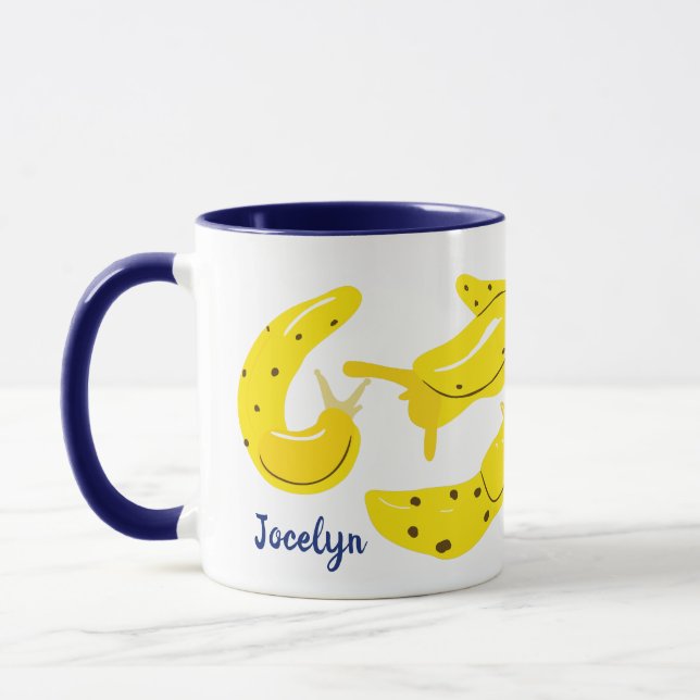 Gelbe Bananenschnecken Personalisiert Illustriert Tasse (Links)