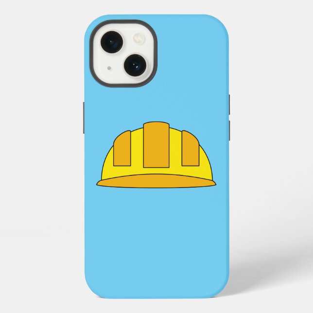 Gelbe Bauhelm-Cartoon iPhone Hülle (Rückseite)