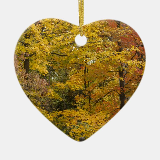 Gelbe Bäume des Herbstes Keramikornament (Vorne)