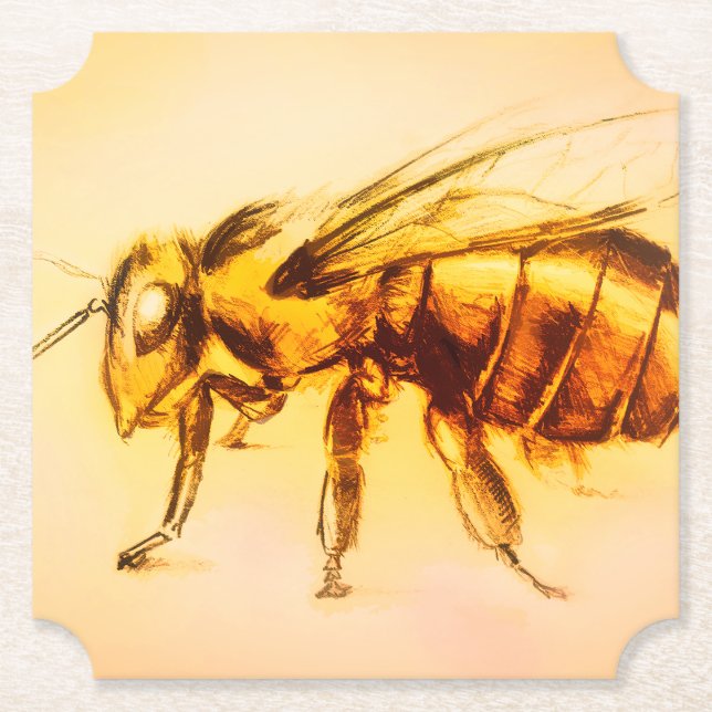 Gelbe Bee Shaped Untersetzer, realistisch Zeichnen Untersetzer (Vorderseite)