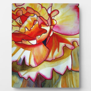 Gelbe Begonia Blume Aquarellkunst Fotoplatte