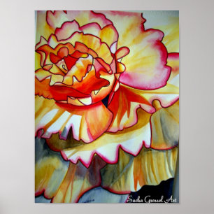 Gelbe Begonia Blume Aquarellkunst Poster