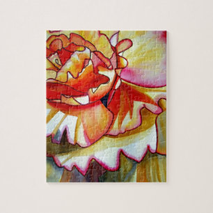 Gelbe Begonia Blume Aquarellkunst Puzzle