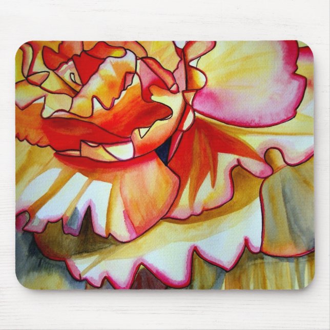 Gelbe Begonia-Kunst-Blume Mousepad (Vorne)