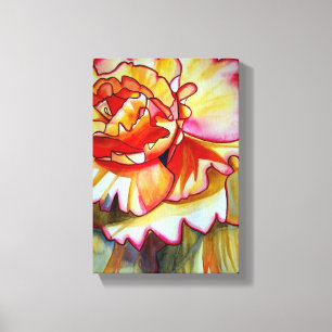 Gelbe Begonien-Blumen-Wasserfarbe-Vorlagenkunst Leinwanddruck