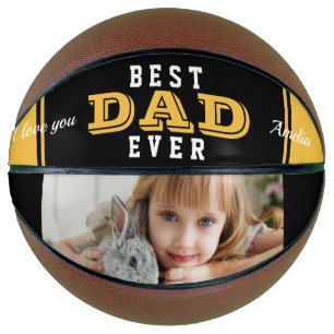Gelbe Best Dad Ever Vater-Typografie Foto Basketball