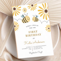 Gelbe Biene Sonnenblume Erster Geburtstag