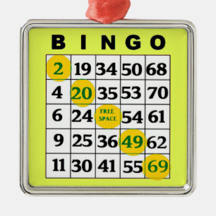 Gelbe BINGO-Karte   BINGO Lover's Geschenk Weihnac Ornament Aus Metall