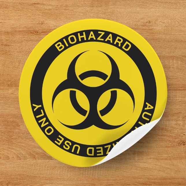 Gelbe Biogefährdung Nur Vorsicht Runder Aufkleber (Yellow Biohazard Authorized Use Only Caution Classic Round Sticker
)