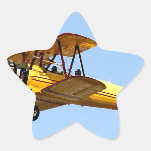 Gelbe Biplane Stern-Aufkleber
