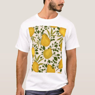Gelbe Birnen Blätter Weißer Hintergrund T-Shirt