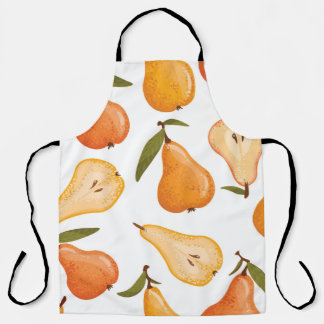 Gelbe Birnen: Nahtloser weißer Hintergrund. Schürze