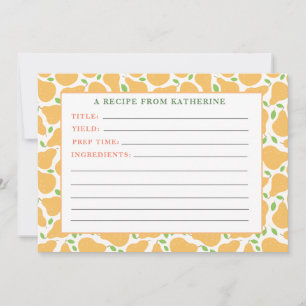 Gelbe Birnen rustikale detaillierte Rezeptionskart Mitteilungskarte