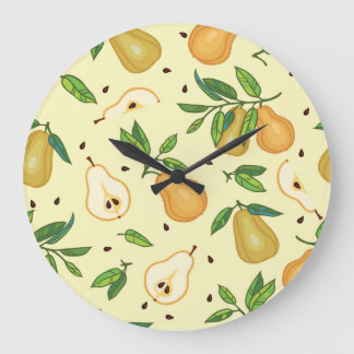 Gelbe Birnen: Vintage Illustration. Große Wanduhr