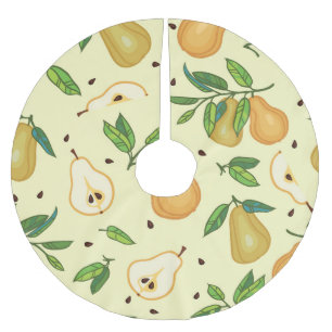 Gelbe Birnen: Vintage Illustration. Polyester Weihnachtsbaumdecke