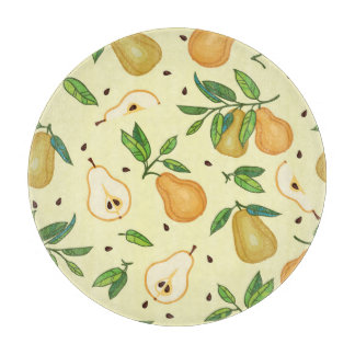 Gelbe Birnen: Vintage Illustration. Schneidebrett