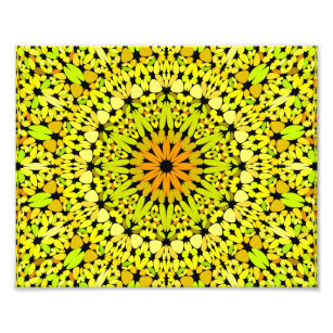 Gelbe Blätter Mandala Fotodruck