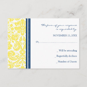 Gelbe blaue Damaskus-UAWG Hochzeitkarte RSVP Karte