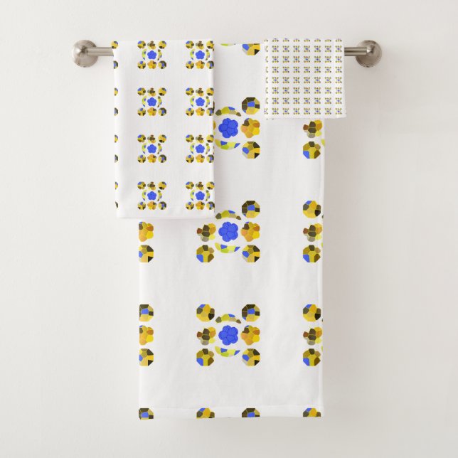 Gelbe blaue Illustration Extravagante Formen Badhandtuch Set (Insitu)