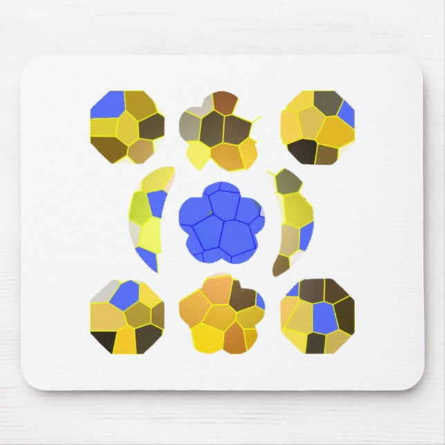 Gelbe blaue Illustration Extravagante Formen Mousepad (Vorne)