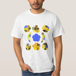 Gelbe blaue Illustration Extravagante Formen T-Shirt