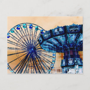 Gelbe blaue Invertegrad-Schwingungen Fairways Postkarte