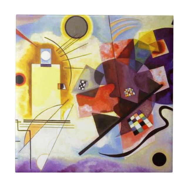 Gelbe blaue Kandinsky-Abstrakte Malerei Fliese (Vorderseite)