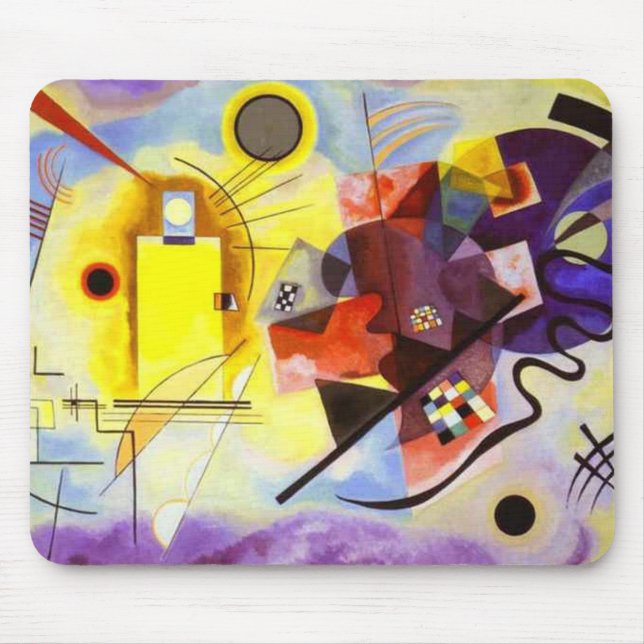 Gelbe blaue Kandinsky-Abstrakte Malerei Mousepad (Vorne)
