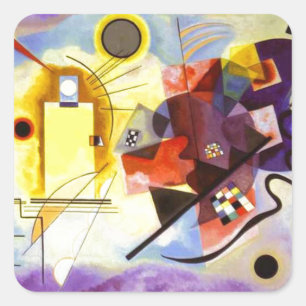 Gelbe blaue Kandinsky-Abstrakte Malerei Quadratischer Aufkleber