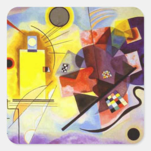 Gelbe blaue Kandinsky-Abstrakte Malerei Quadratischer Aufkleber