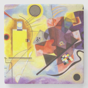 Gelbe blaue Kandinsky-Abstrakte Malerei Steinuntersetzer
