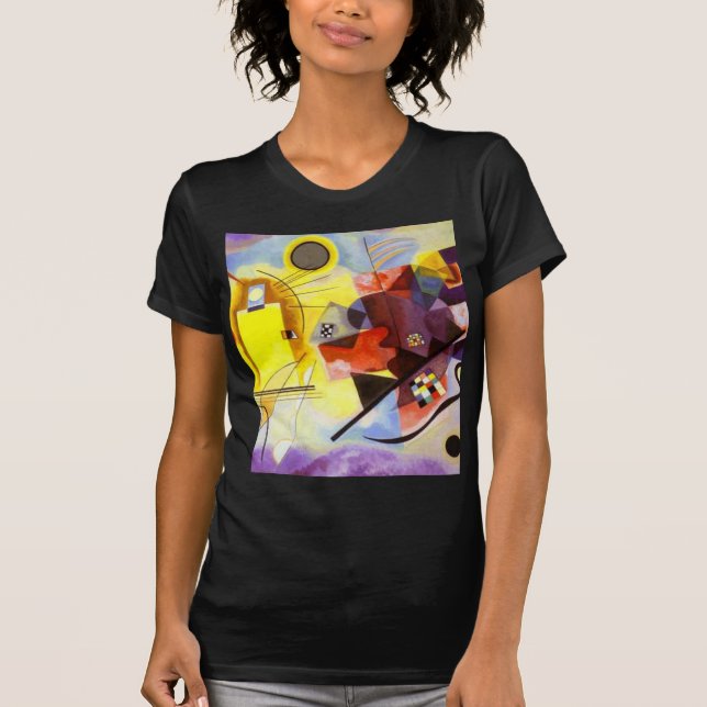 Gelbe blaue Kandinsky-Abstrakte Malerei T-Shirt (Vorderseite)