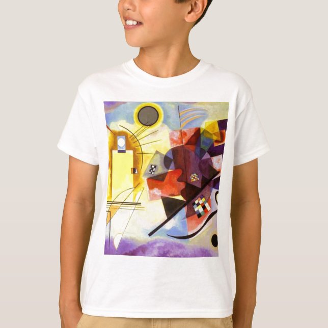 Gelbe blaue Kandinsky-Abstrakte Malerei T-Shirt (Vorderseite)