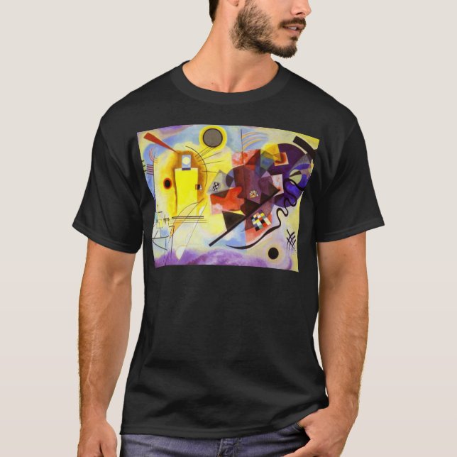 Gelbe blaue Kandinsky-Abstrakte Malerei T-Shirt (Vorderseite)